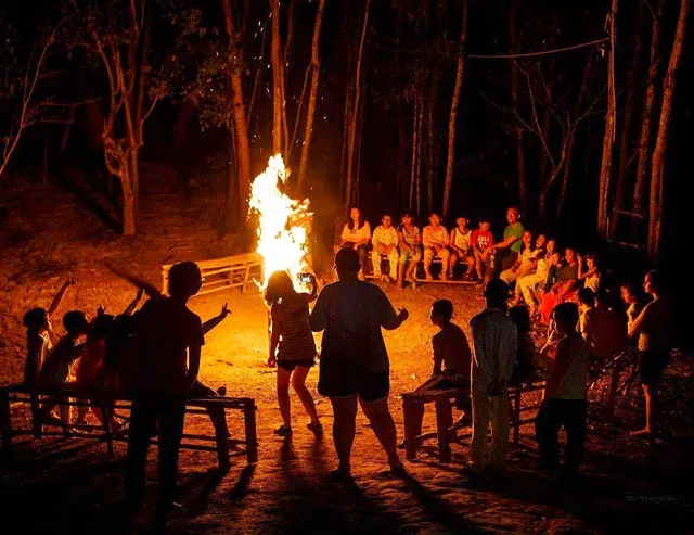 Nighttime Bonfire: Cozy Wilderness Gathering