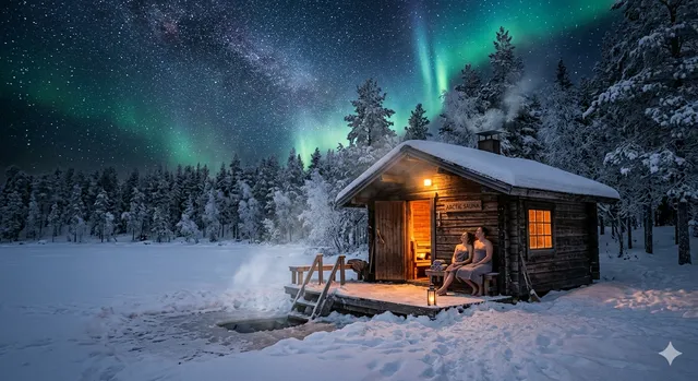 Arctic sauna under the stars